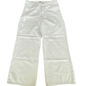 Gina Tricot Perfect Jeans White Wide Leg High Rise Sustainable Denim Size 44 12